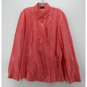 Emporio Armani Top 14 Silk Wrap Blouse Jacquard Animal Print IT 50